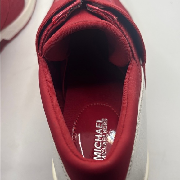 Michael Kors Red & White Platform Sneaker Tennis Shoes SZ 9 wedge casual slip on - Picture 6 of 11